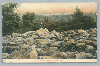 Hiker on Ringing Rocks POTTSTOWN PA Antique Montgomery County Postcard 1908