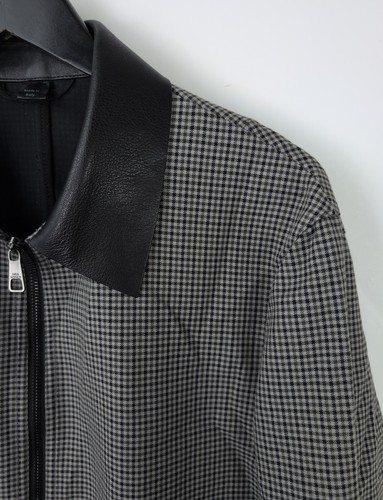 Chaqueta NEIL BARRETT Para Hombre Talla L Gris Negro Pata de Gallo Cremallera Cuello de Cuero - Imagen 2 de 13