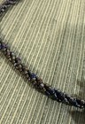 Vintage Mother of Pearl Shell Raku Bead woven Necklace Purple Blue Green Copper — photo 6