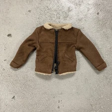 MO-SDJK-TN: 1/12 Light Brown Suede Zipper Jacket w/ Fur Collar for 6" slim body
