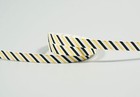 <!--F#f_0-->10YDS -- 9 MM Buttercup Black Stripes Printed Grosgrain Ribbon<!--F/-->