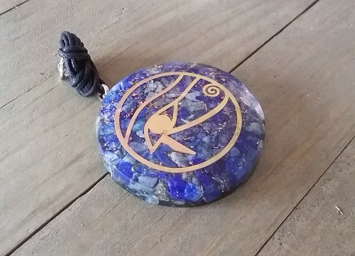 EYE Of HORUS PENDANT, LAPIS LAZULI EYE OF HORUS ORGONE Pendant, EMF SHIELD - Picture 2 of 4