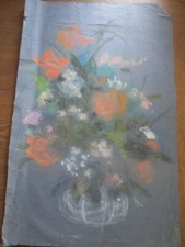 Original Pastel By Peg DeChene Humphreys, Floral Bouquet Sketch 12.5"x 20"