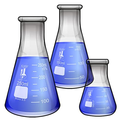 Glass Erlenmeyer Flask Set - 3 Sizes - 50, 150 and Assorted Sizes , Styles - Picture 10 of 43