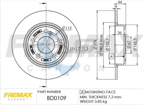 Fremax Rear Disc Rotors for Mercedes Benz A180 W176 1.6 13-18 - Image 2 of 4