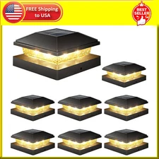 4X4 Solar Fence - Post Cap Lights 8Pack Outdoor Waterproof, Black Deck Post Cap