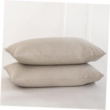 Bedding Pillowcases Pack Queen 20 30 -Pack of 2 Heathered Tannish Linen Grey