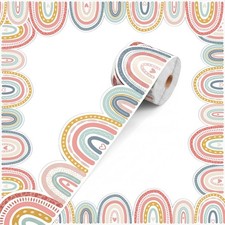 120 FT Neutral Boho Rainbow Scalloped Bulletin Board Border Trim Rolls