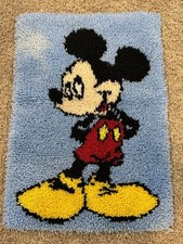 Mickey Mouse Disney Appr. 29  x 20  Vintage Latch Hook Rug Decor Accent Gift 90s