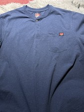 Wrangler Workwear Workers Choice Pocket Henley Tee Blue 2XL Relaxed Fit NWT