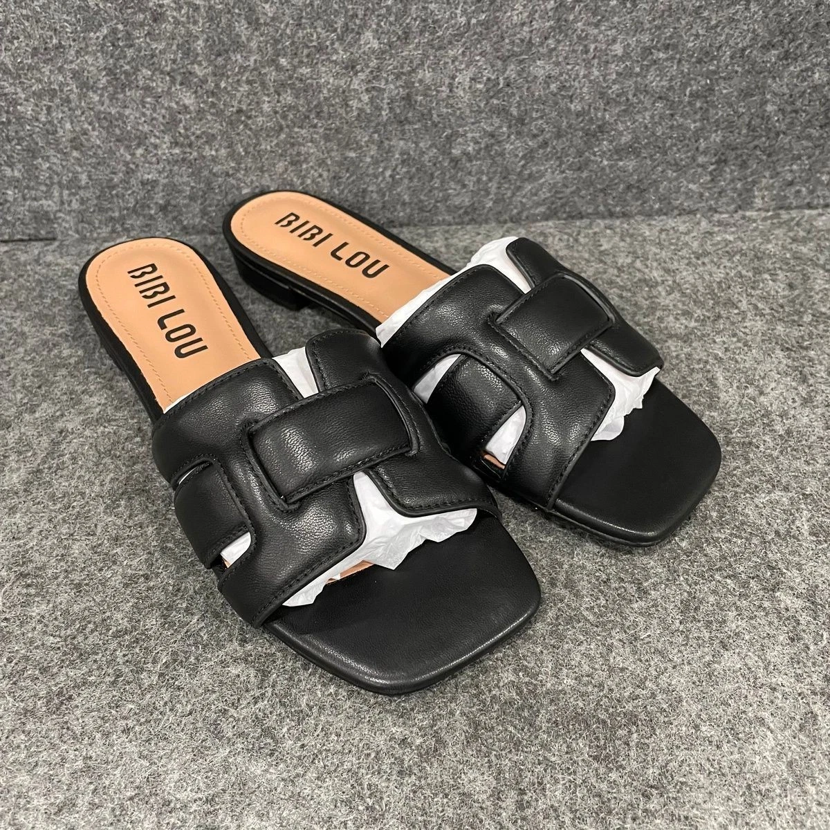 BIBI LOU Holly Flat Sandals Women's Size 40/US 9 Black