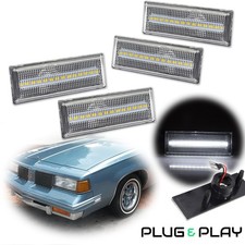 Clear F & R Bumper Side Marker Lights White LED For 81-88 Oldsmobile Cutlass 442