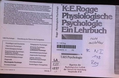 Physiologische Psychologie. Ein Lehrbuch Rogge, K.-E.: