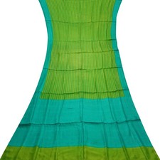Namaste Vintage Green Sarees 100 Pure Silk Printed Indian Sari 5YD Craft Fabric