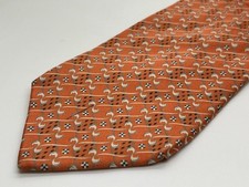 yApre Orange & Cream Geometric Vintage Men's Tie Hand Made in USA 3 7/8" x 59.5"