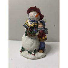 Snowman  Girl Holding Basket Decor