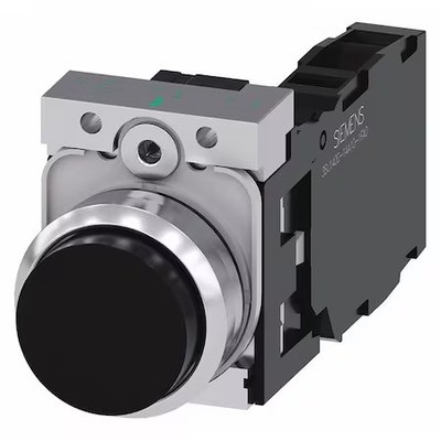 Siemens 3Su1150-0Bb10-1Fa0 Push Button, 22Mm, Black, Metal Bezel