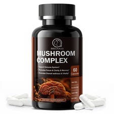 10x Mushroom Complex Supplement, Lions Mane, Reishi, Shiitake, Immune Capsules