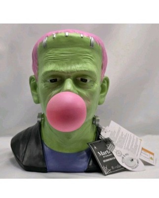 MARTHA STEWART Pink Hair Frankenstein Blowing Bubble Monster Bust Halloween 