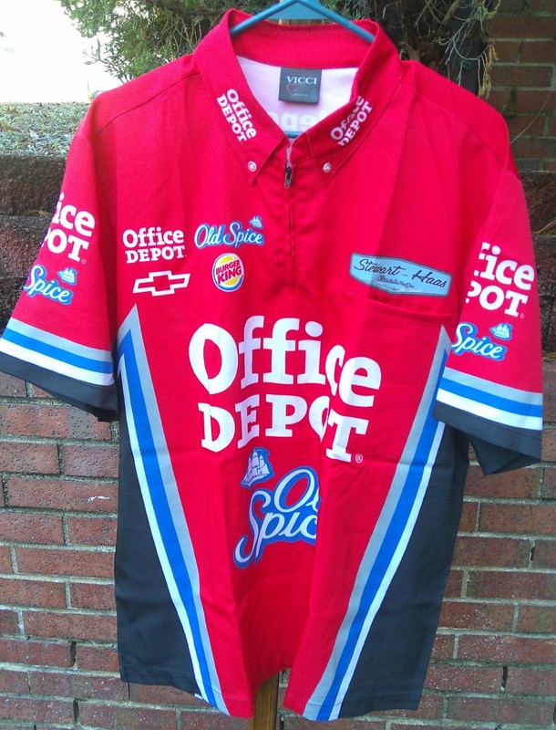 Vintage Tony Stewart #14 OFFICE DEPOT/OLD SPICE/SHR race worn pit crew shirt - M