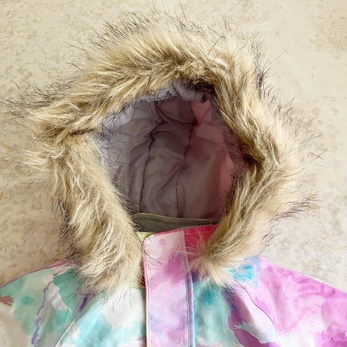 Blue Magic BLMG Girls Size 5 110 cm Fur Hooded Snowsuit Pockets Colorful - Picture 2 of 15