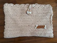 Crocheted Book Cover/Sleeve with Scallop Ruffle, Button Closure & Fabric Lining