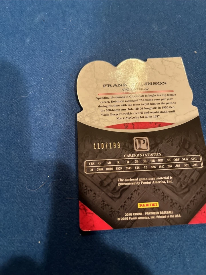 2016 Panini Pantheon Baseball Frank Robinson 500 Home Run Club Relic /199 - Image 3 of 3