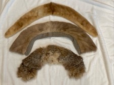 Vintage Lot of 3 Fur Collars Soft Brown Tan w/ Loops Lined 2 Mink - 1 Fox
