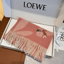LOEWE Pink Cashmere Scarf with Rabbit Logo