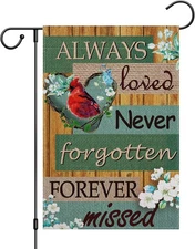 Cardinal Memorial Garden Flag Double Sided 12x18 Inch Always Loved Never Forgott