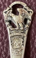 George Washington American Bald Eagle 5 1/8" Sterling Souvenir Spoon Weidlich