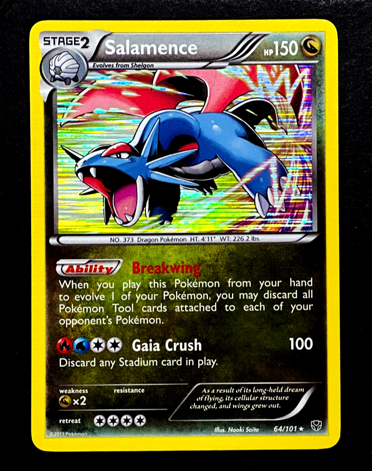 2013 Pokemon SALAMENCE Plasma Blast HOLO Foil Rare Black & White Set Card 64/101