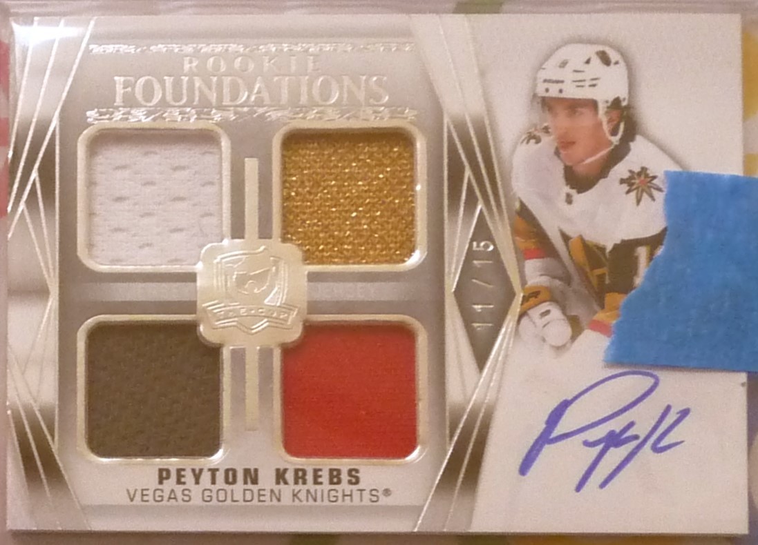 Peyton Krebs 2020-21 UD The Cup Rookie Foundations 4 CLR Jersey Autograph /15