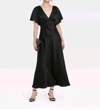 NEW A New Day Satin Flutter Short Sleeve Maxi A-Line Babydoll Dress Size Small