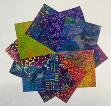 Mixed Batik Prints ~ 42 5" Squares ~ Charm Pack of Batiks