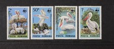 ROMANIA WWF 1984 Birds Pelicans, complete set of 4 stamps Mint NH