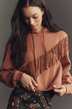 Anthropologie Pilcro Fringe Hooded Sweatshirt XS