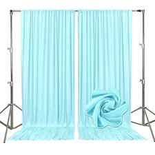 10x10ft Lake Blue Backdrop Curtains Fabric Satin Wedding Photography 2 PCS
