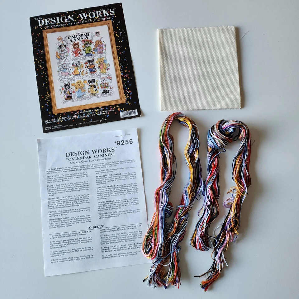 Design Works Calendar Canines Counted Cross Stitch Kit 9256 Dog Pets Puppy VTG - Image 3 of 4