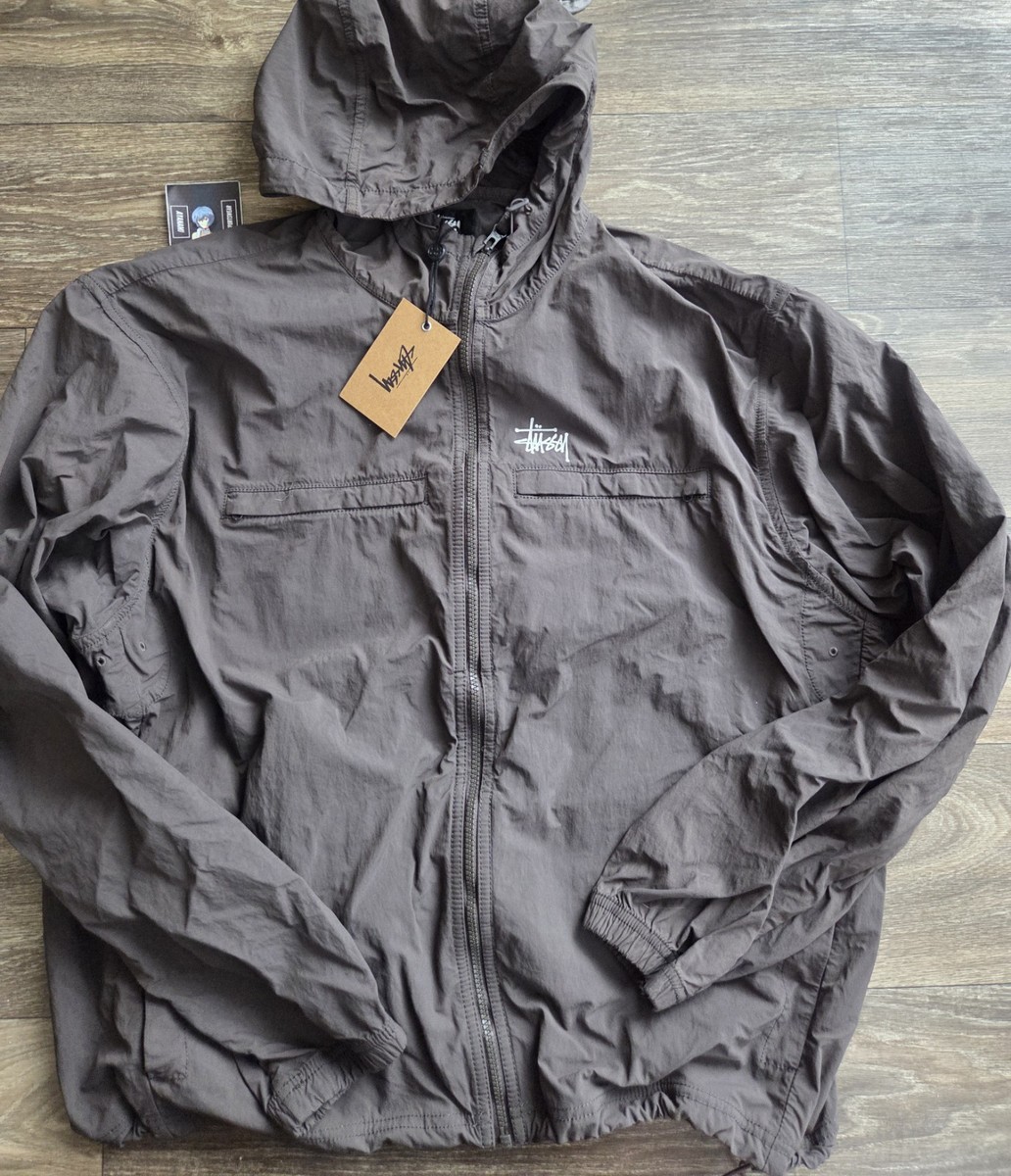 NWT Stussy Lightweight Hooded Jacket Brown Mens Size Large SS26 | eBay