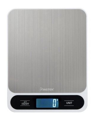 Insten Digital Kitchen Scale Measures up to 11 Pounds, Black/Stainless Steel Top
