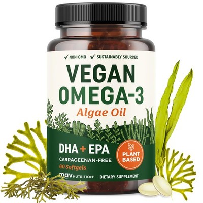 Vegan Omega 3 Algae Oil | Plant Based DHA EPA | Sustainably Sourced, No Carragee