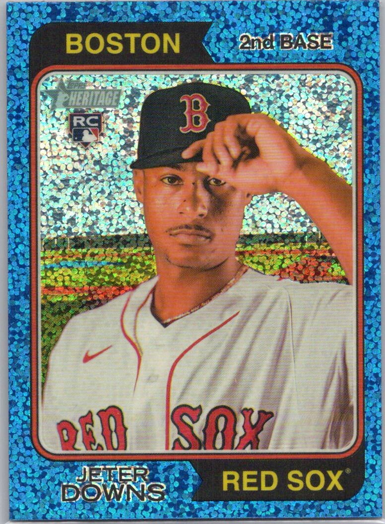 2023 Topps Heritage #84 Jeter Downs Chrome Blue Sparkle Refractor