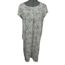 Aria Women's Medium Floral Nightgown 1/4 Button Front Lace Accent Short Sleeve