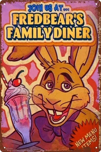 Vintage fredbear's family diner pizza 2 Poster Retro Metal Tin Sign 8x12