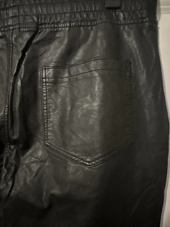 烟腰裤黑色紧身慢跑裤,嘻哈街垃圾褶,XL 码!! — 第 3/4 张图片