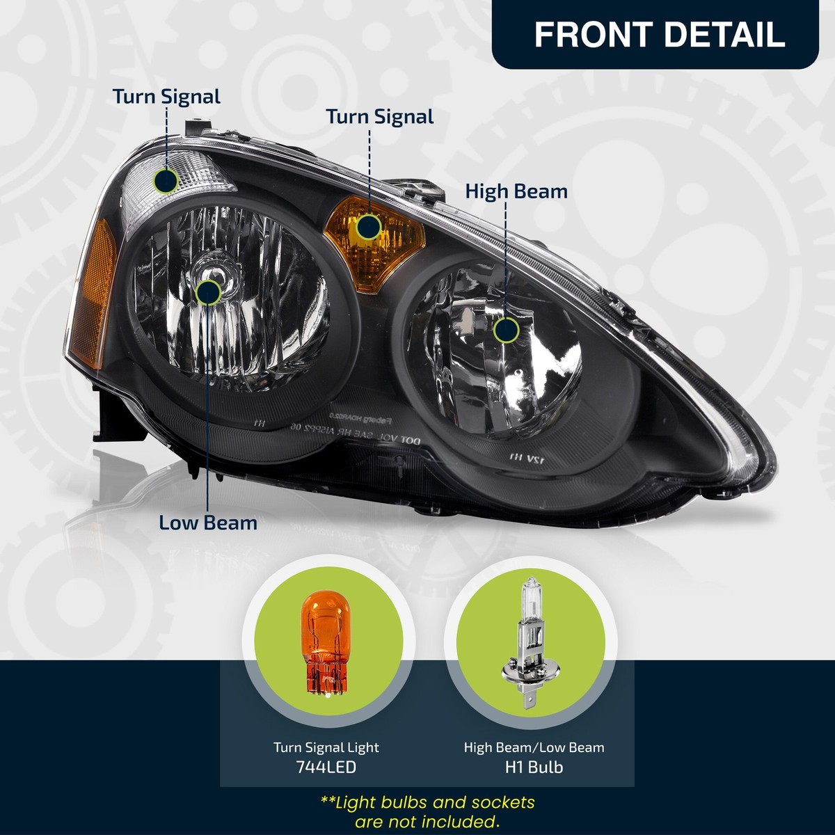 For 02-04 Acura RSX 2DR JDM DC5 Type-R Style Replacement Head