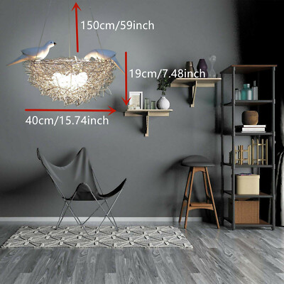 Modern LED Ceiling Light Bird's Nest Art Pendant Lamp Chandelier Bedroom Decor