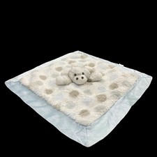 Little Giraffe Baby Lovey Blue with Grey Polka Dots and Satin Trim