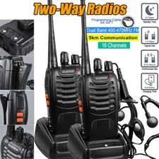 2/4 Pcs Long Range Walkie Talkie 5 Mile Two Way Radio Charge Base with Headset